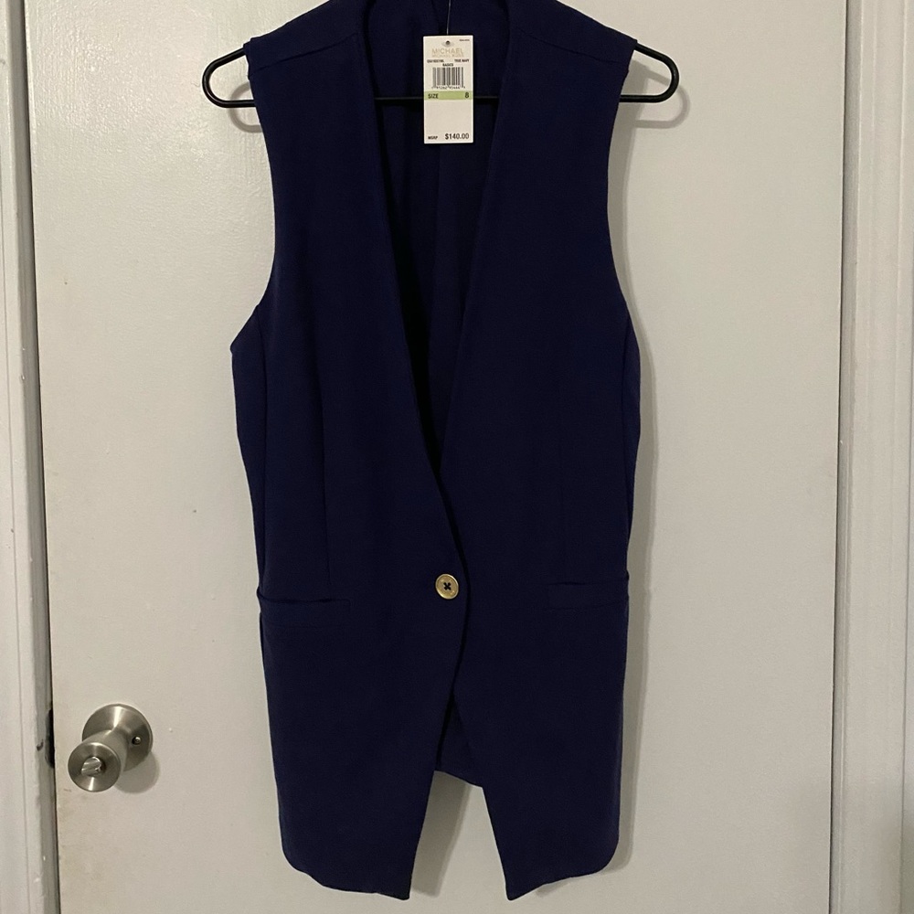 Michael Kors True Navy Vest Coat, Size 8, BRAND NEW